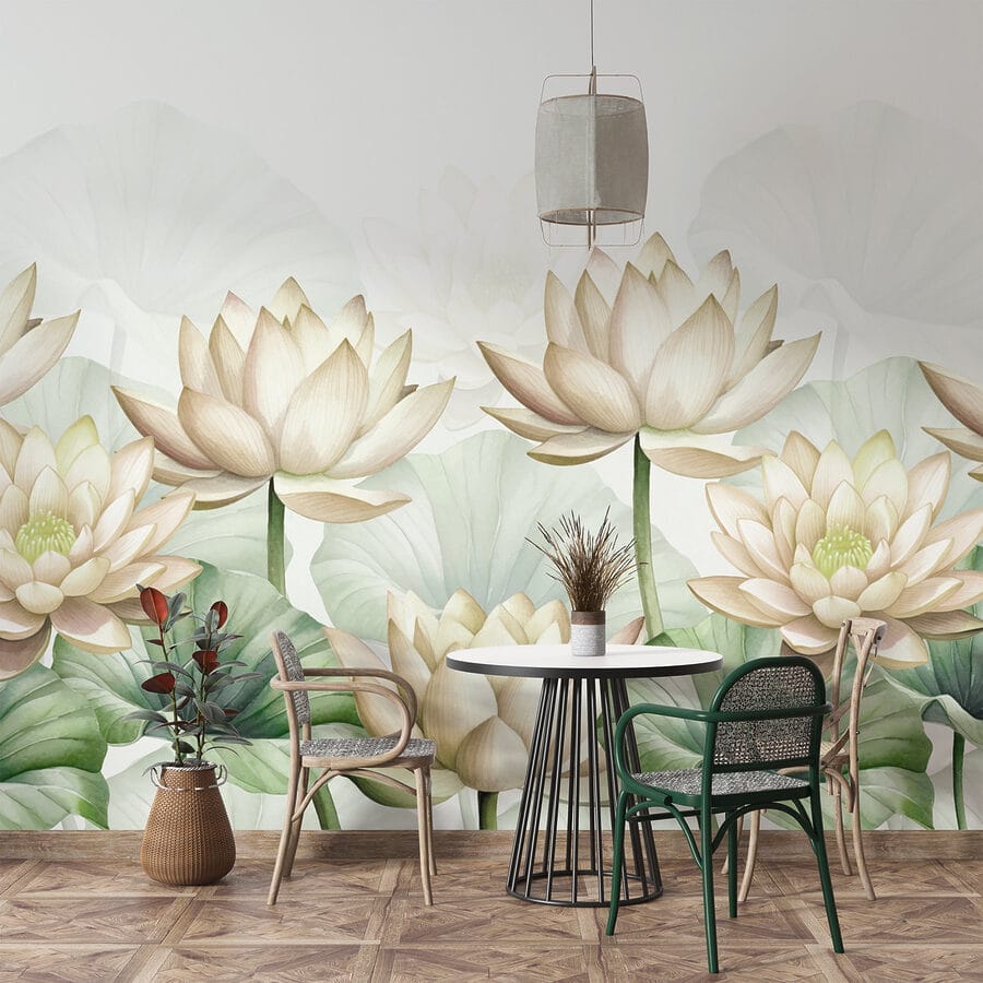 Grupo de flores brancas com folhas verdes