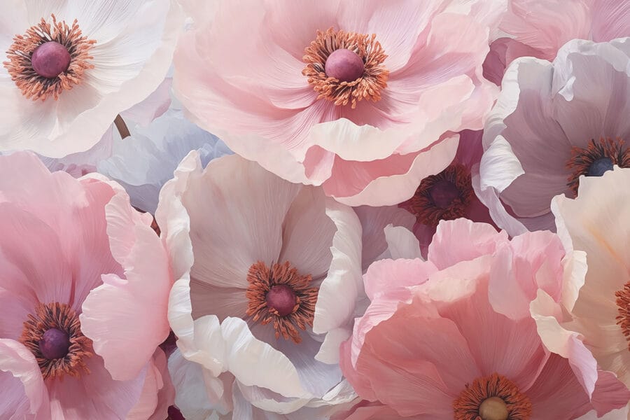 Grupo de flores cor-de-rosa e brancas