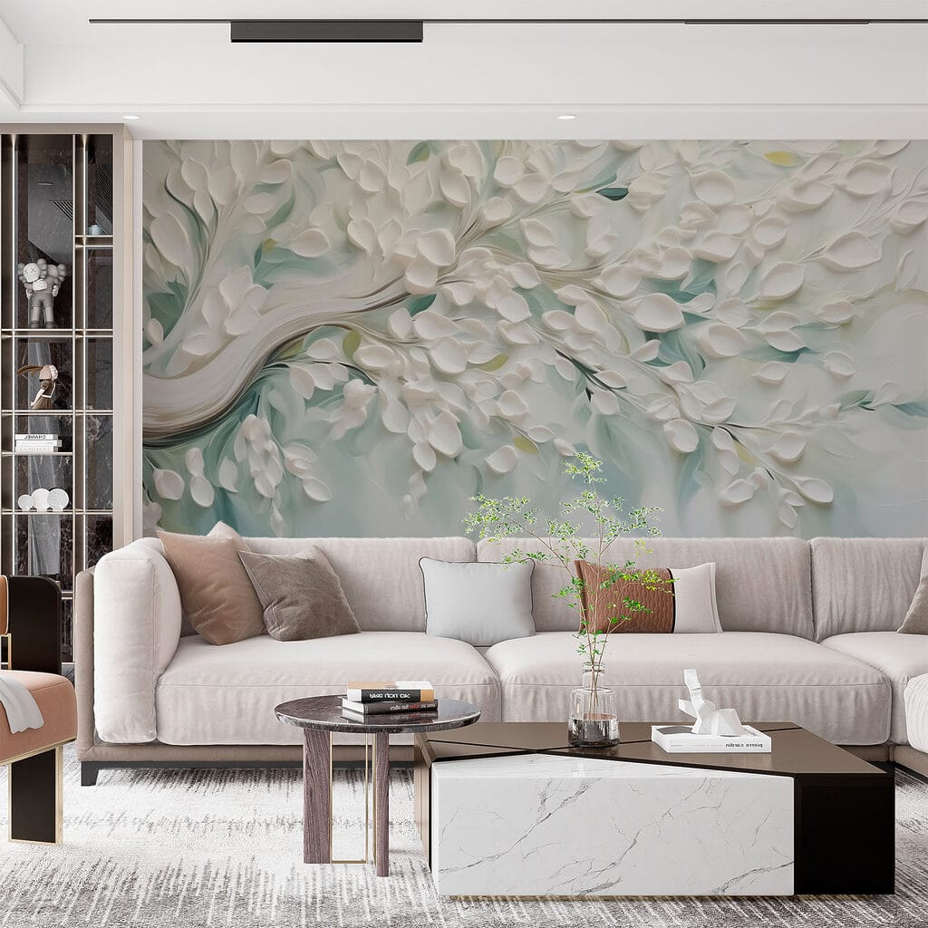 White tree with leaves on it