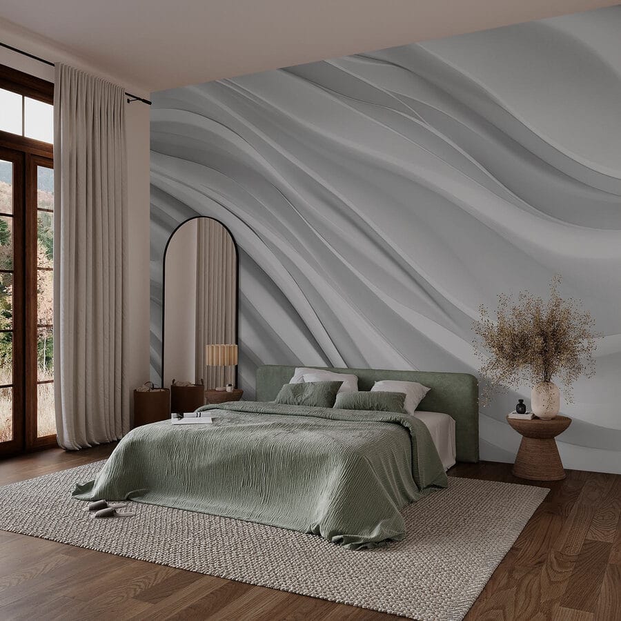 Papel de parede Fundo branco com linhas onduladas