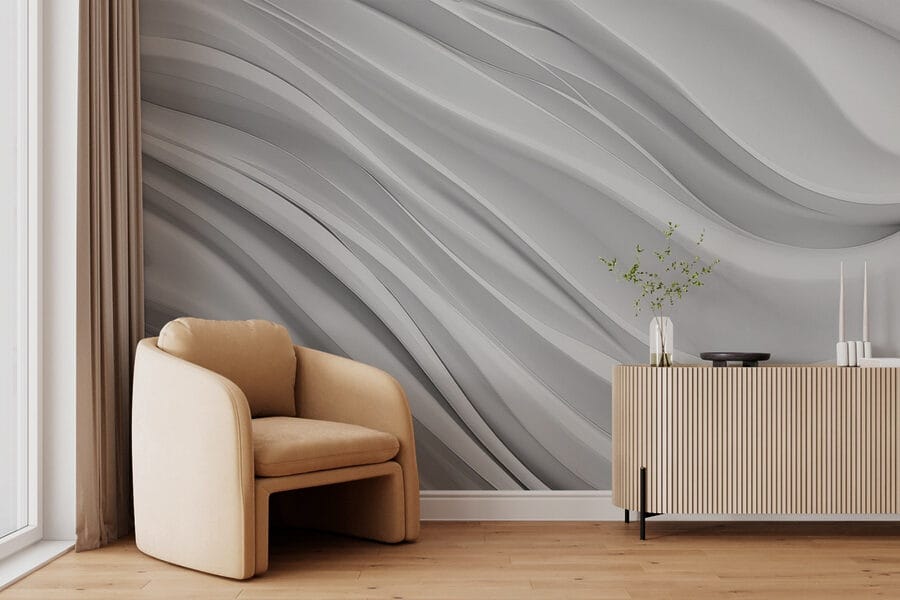 Papel de parede Fundo branco com linhas onduladas - Image 2