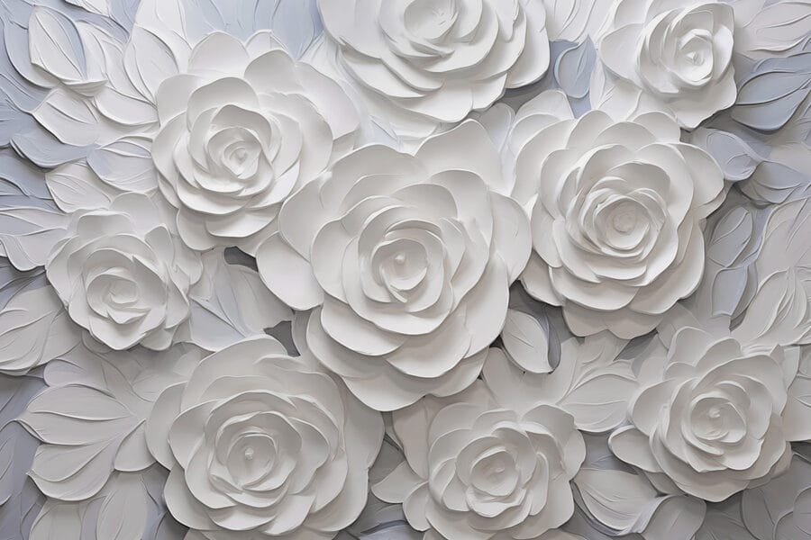Papel de parede Grupo de flores brancas de papel - Image 3