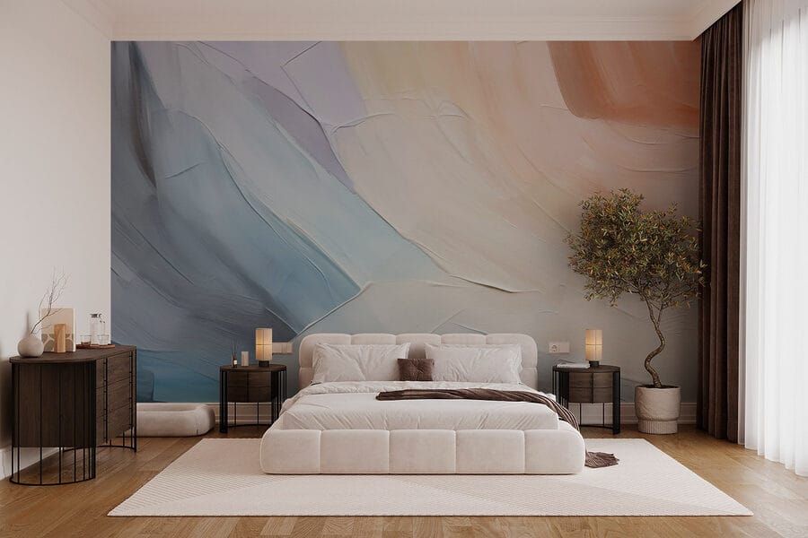 Papel de parede Ondas abstractas em cores suaves.