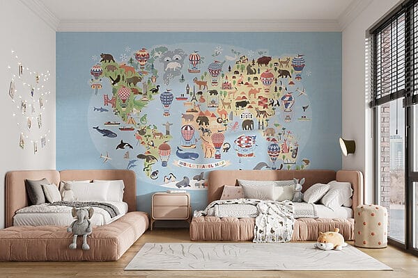 Mapa do mundo com animais Mapa do mundo com animais