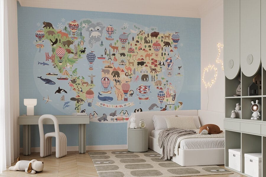Mapa do mundo com animais Mapa do mundo com animais