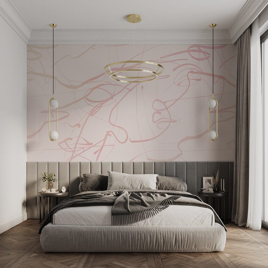 Linhas cor-de-rosa sobre um fundo branco