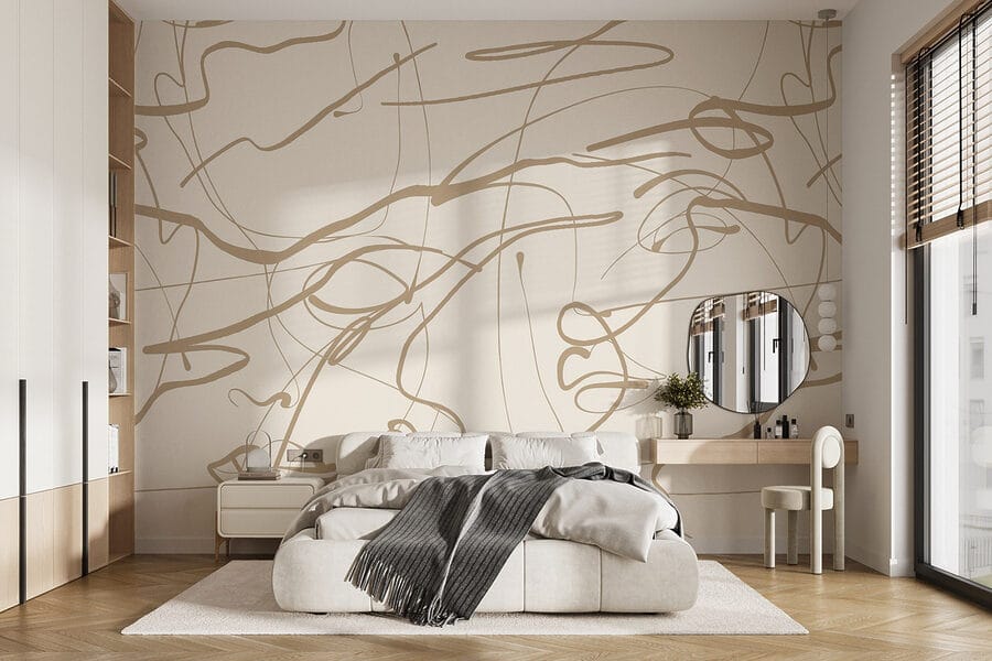 Papel de parede Fundo branco com linhas castanhas
