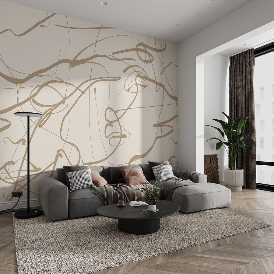 Papel de parede Fundo branco com linhas castanhas - Image 2