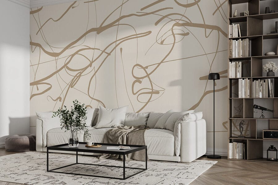 Papel de parede Fundo branco com linhas castanhas - Image 3