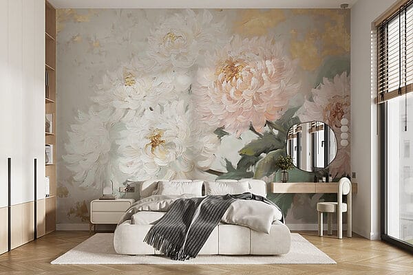 Pintura de flores sobre uma superfície branca Pintura de flores sobre uma superfície branca