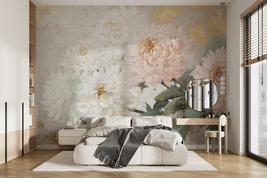 Pintura de flores sobre uma superfície branca Pintura de flores sobre uma superfície branca