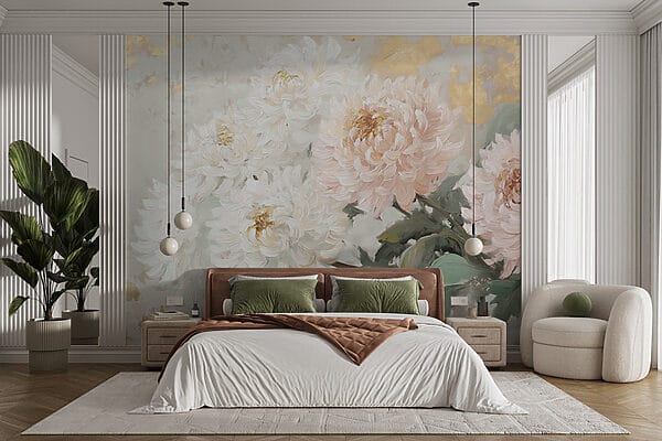 Pintura de flores sobre uma superfície branca Pintura de flores sobre uma superfície branca