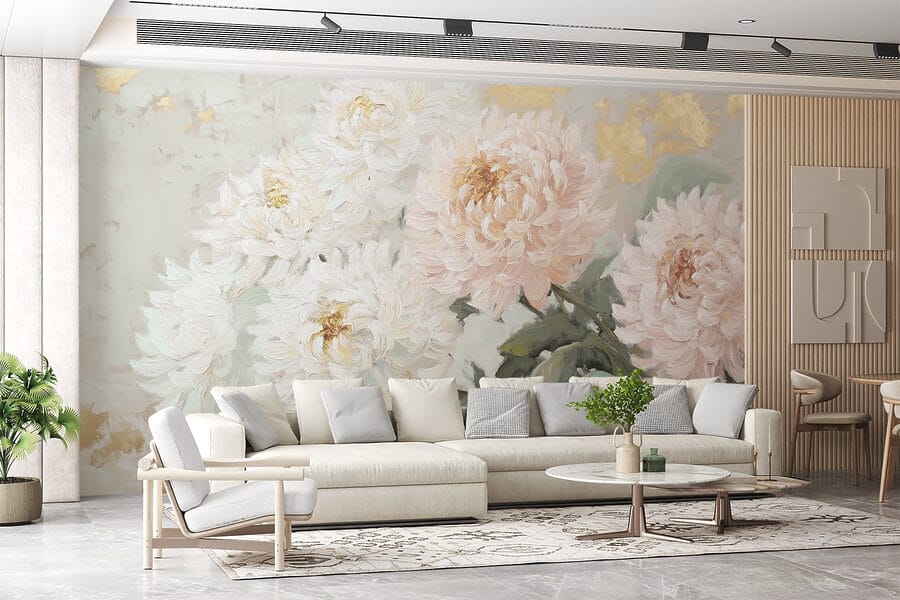 Pintura de flores sobre uma superfície branca Pintura de flores sobre uma superfície branca