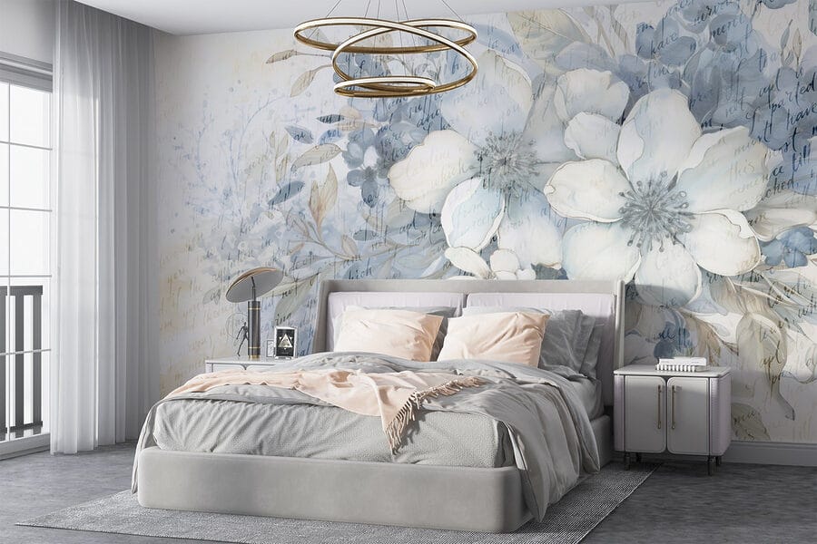 Pintura de flores e folhas