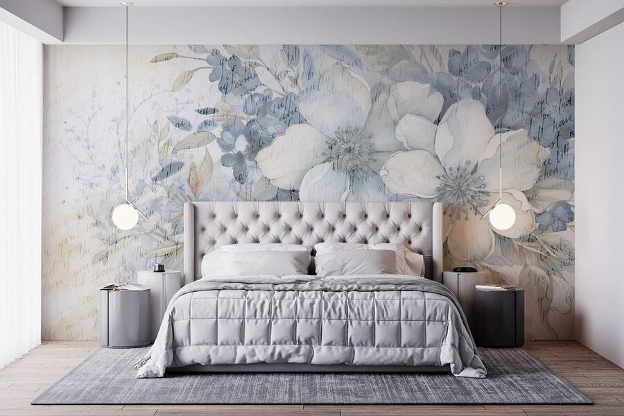 Pintura de flores e folhas