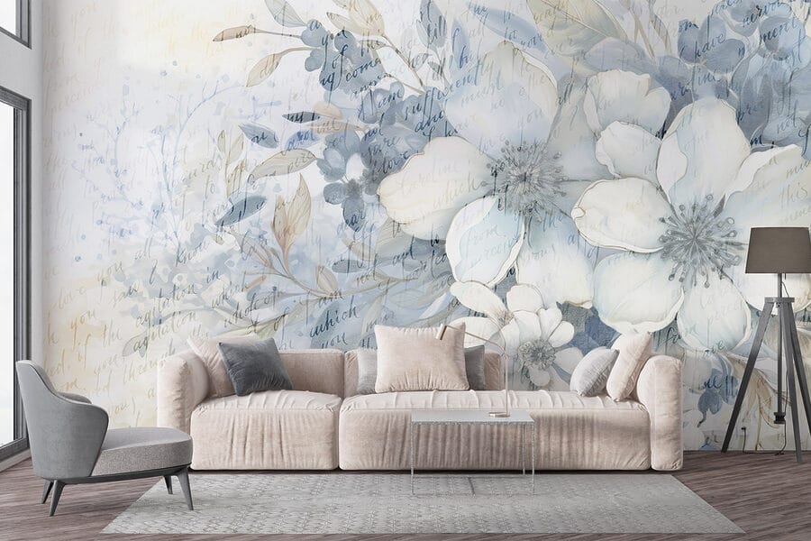 Pintura de flores e folhas