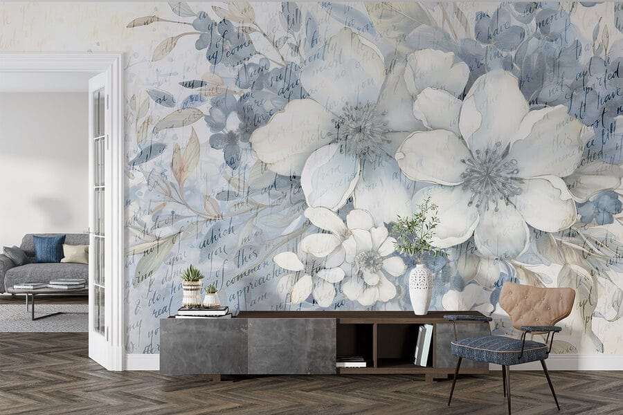 Pintura de flores e folhas