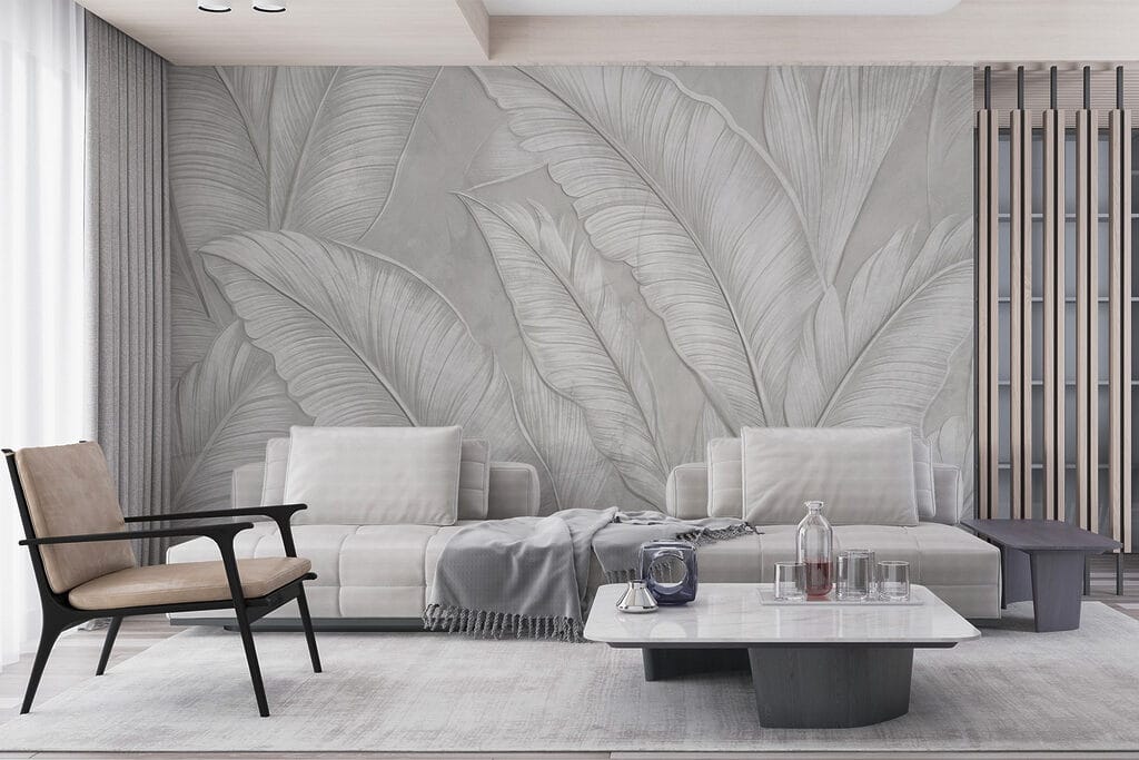 White wallpaper with feathers