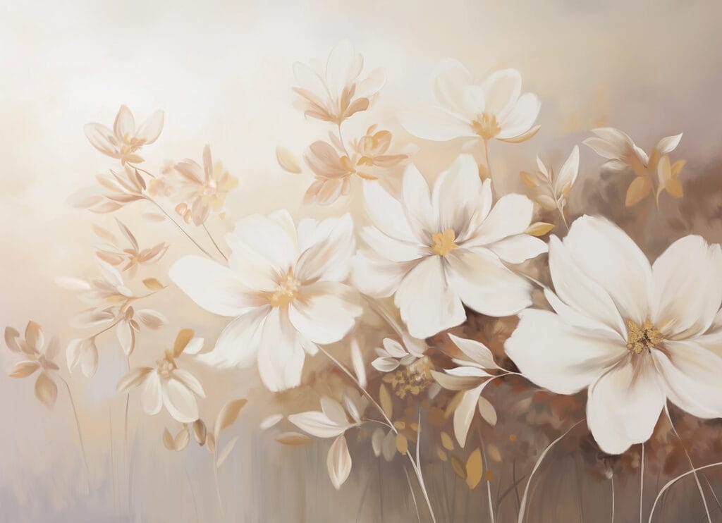 Pintura de flores brancas Pintura de flores brancas