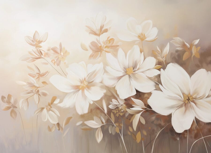 Pintura de flores brancas Pintura de flores brancas