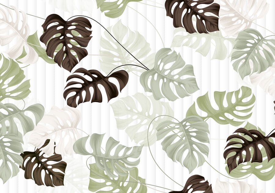 Padrão de folhas sobre um fundo branco