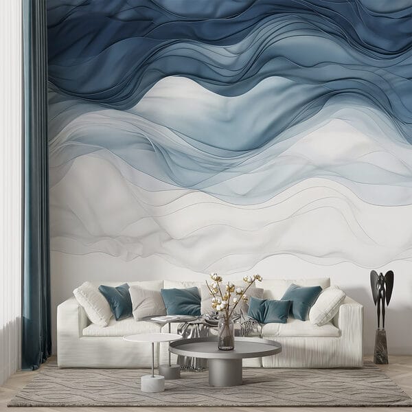 Tecido ondulado azul e branco Tecido ondulado azul e branco