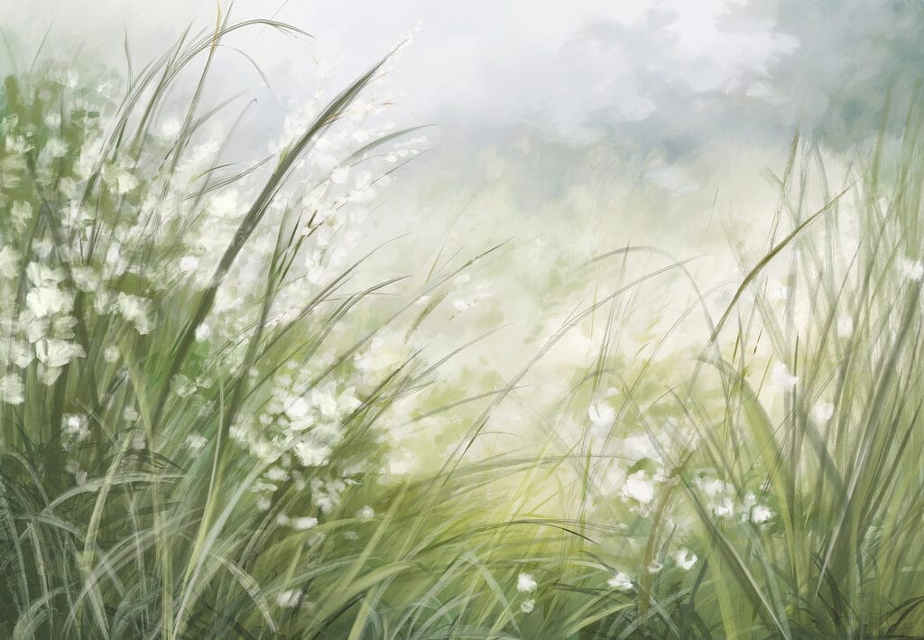 Pintura de um campo de relva Pintura de um campo de relva