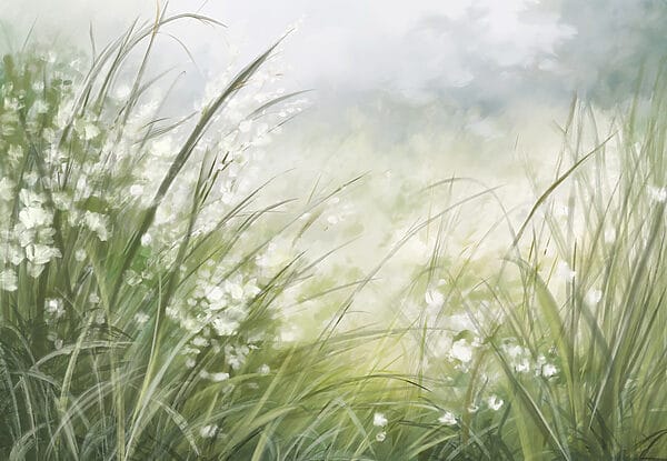 Pintura de um campo de relva Pintura de um campo de relva
