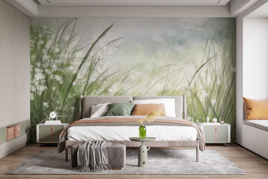 Pintura de um campo de relva