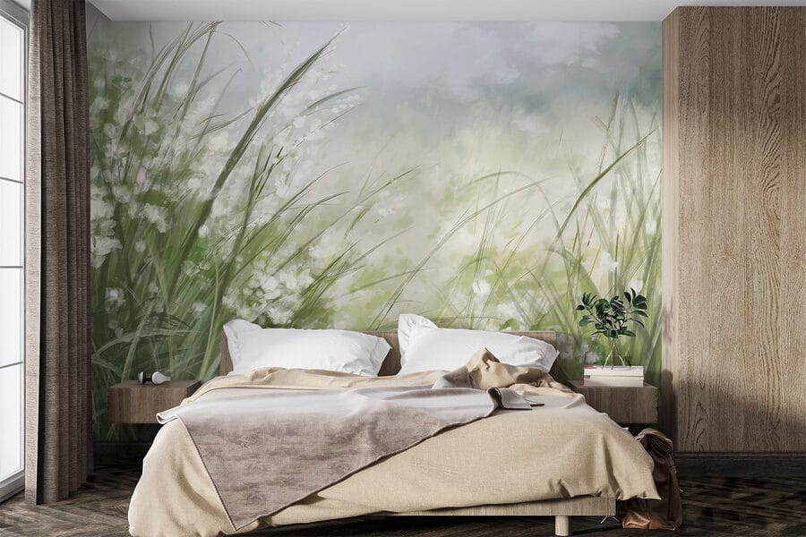 Pintura de um campo de relva