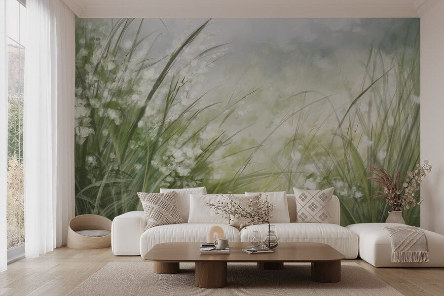 Pintura de um campo de relva