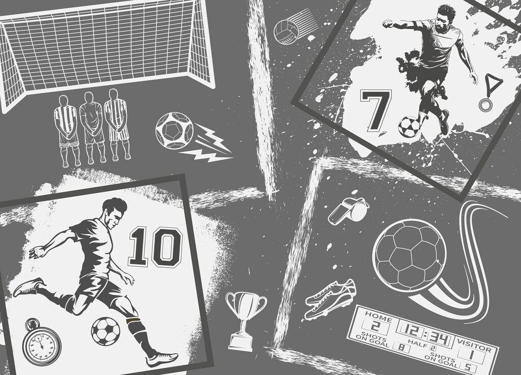 Ação de futebol em estilo monocromático Ação de futebol em estilo monocromático
