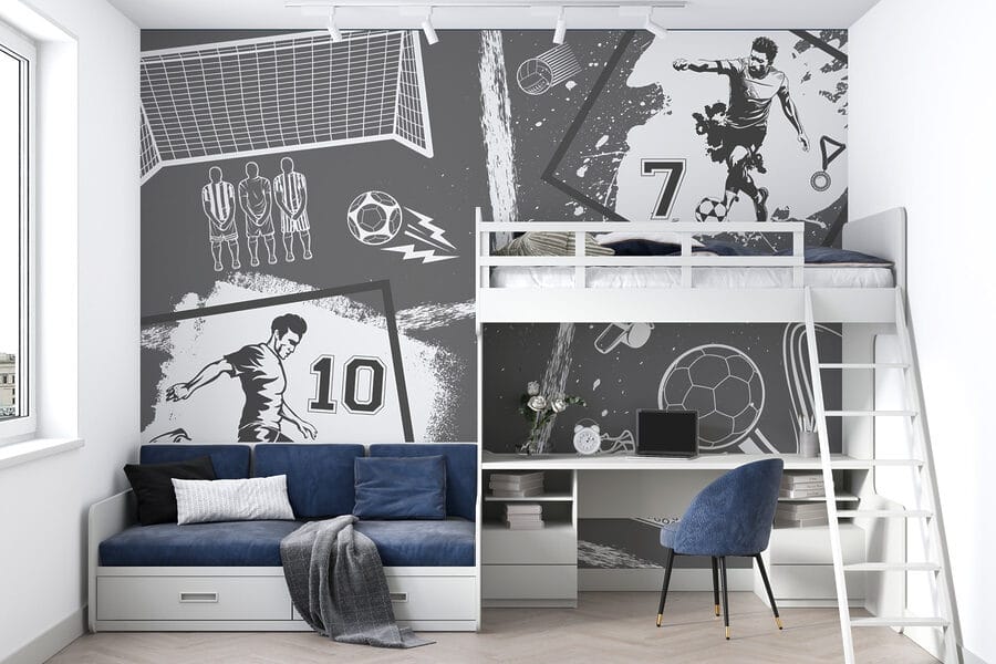 Ação de futebol em estilo monocromático Ação de futebol em estilo monocromático