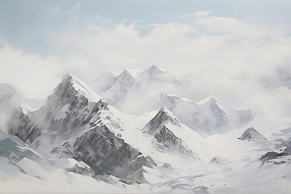 Cordilheira de neve com nuvens Cordilheira de neve com nuvens