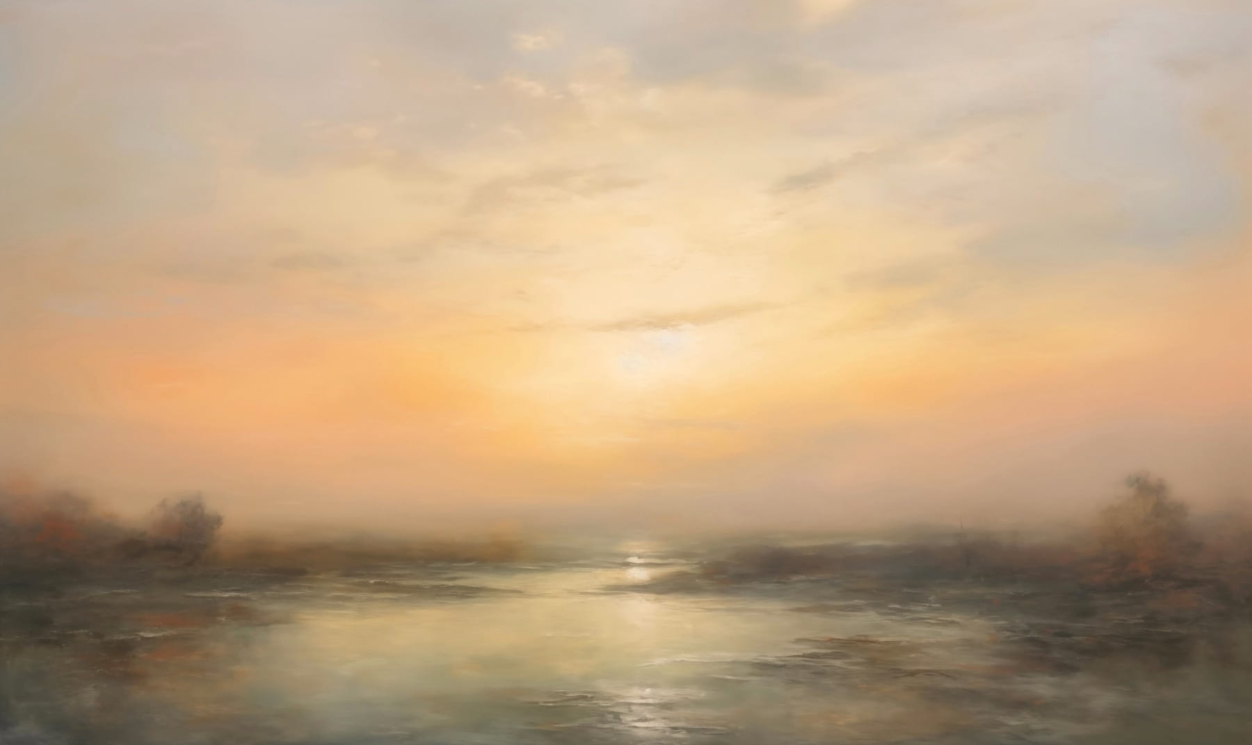 Water with a sunset in the background