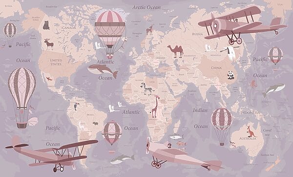 Um mapa do mundo com aviões e balões de ar quente u36066v3p 600x362 - Um mapa do mundo com aviões e balões de ar quente