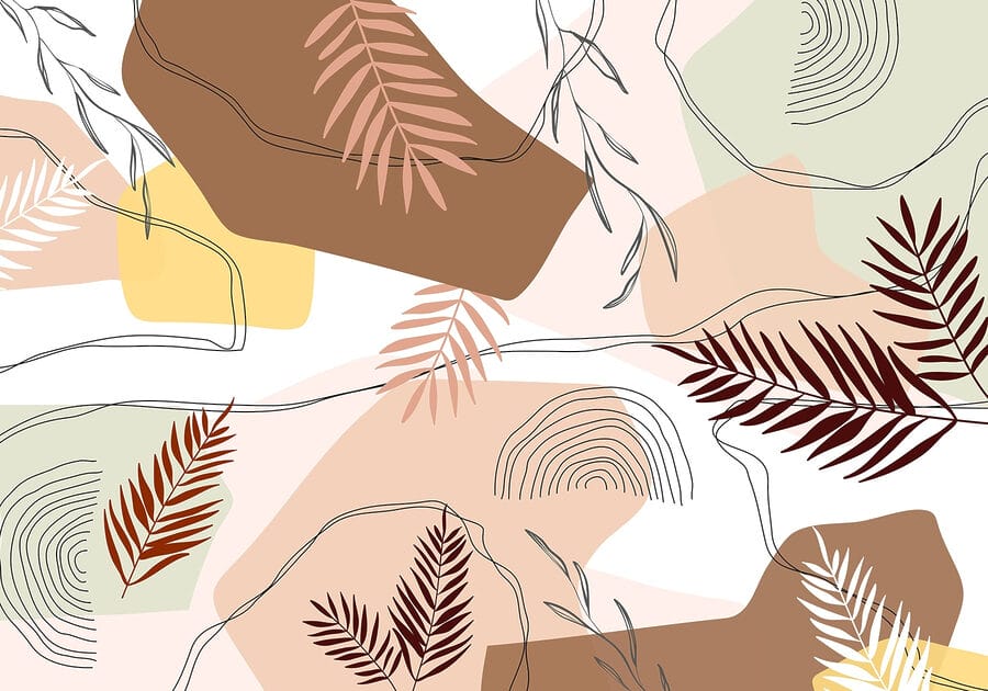 Papel de parede Padrão de folhas e formas - Image 4
