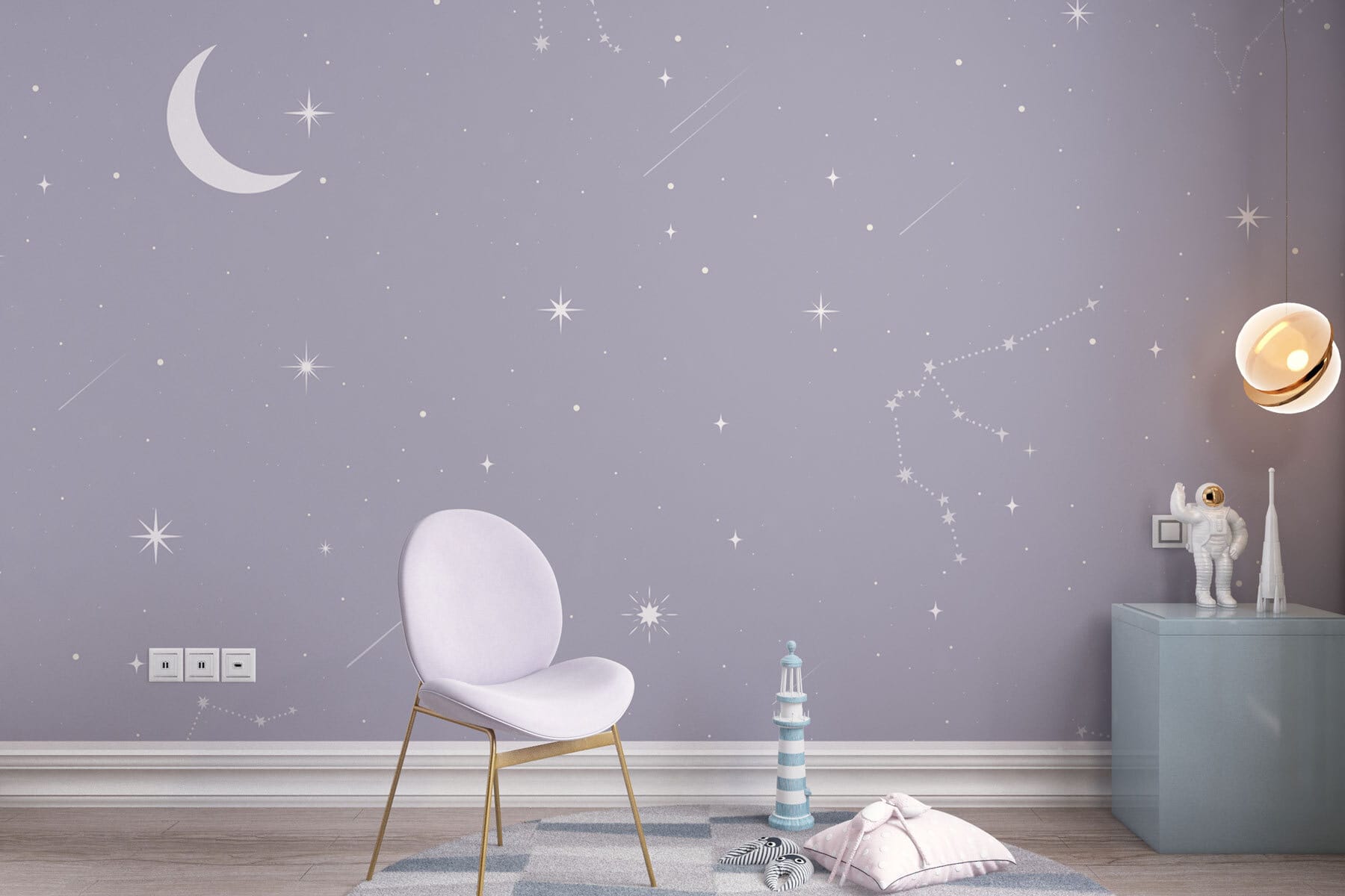 Moon and stars in the sky