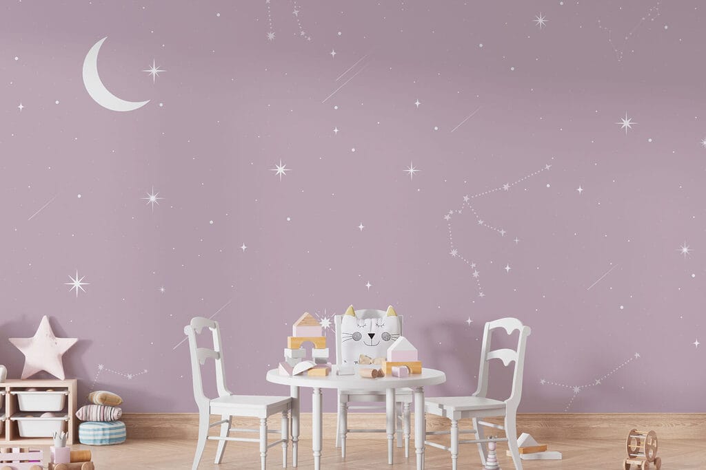 Moon and stars in the sky