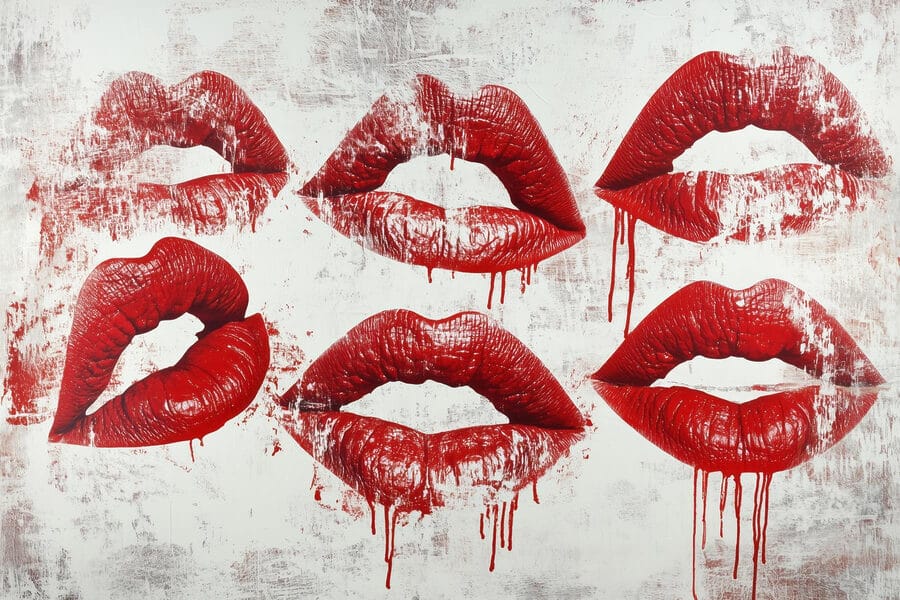 Papel de parede Grupo de lábios vermelhos com sangue a pingar - Image 6