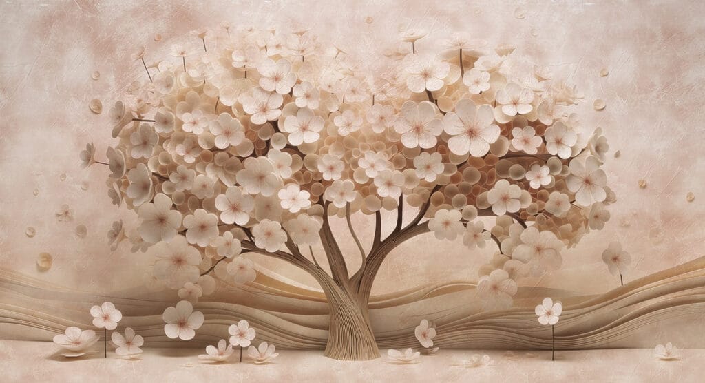 Árvore feita de flores de papel Árvore feita de flores de papel