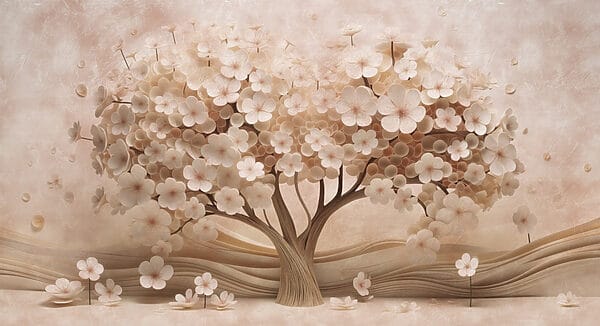 Árvore feita de flores de papel Árvore feita de flores de papel