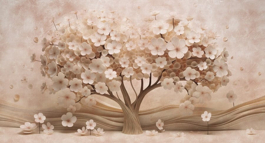 Árvore feita de flores de papel