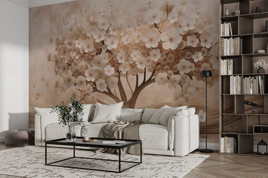 Árvore feita de flores de papel