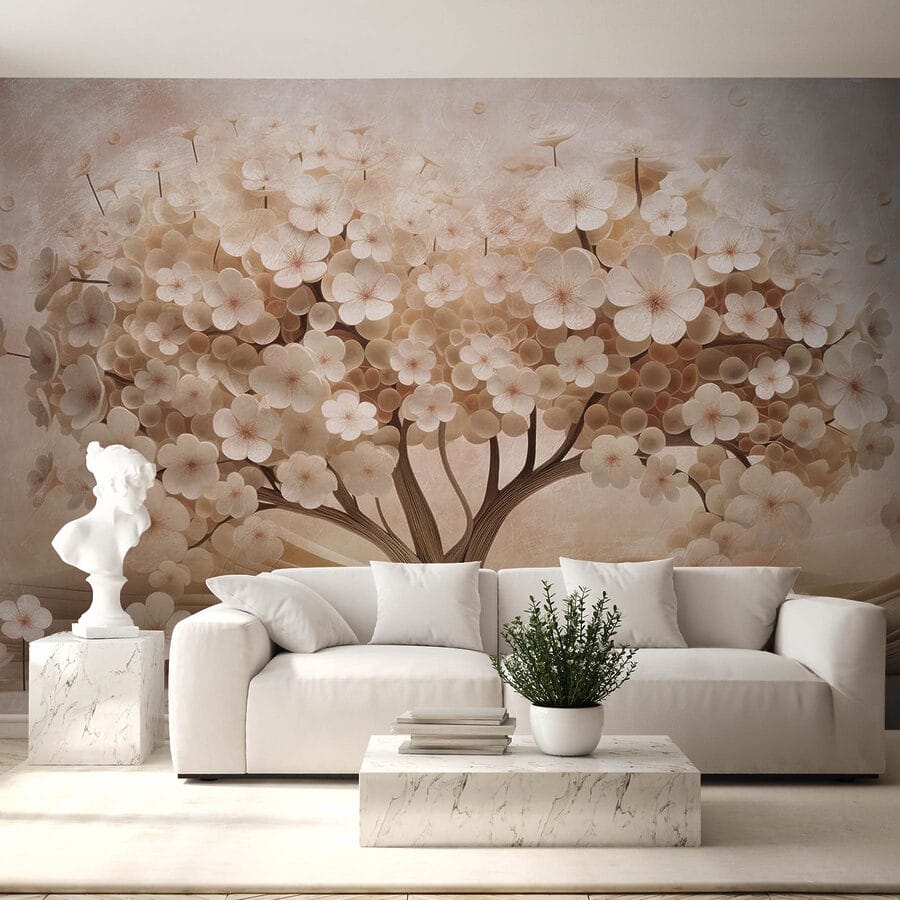 Árvore feita de flores de papel
