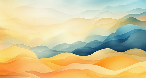 Colinas coloridas com ondas azuis e amarelas Colinas coloridas com ondas azuis e amarelas