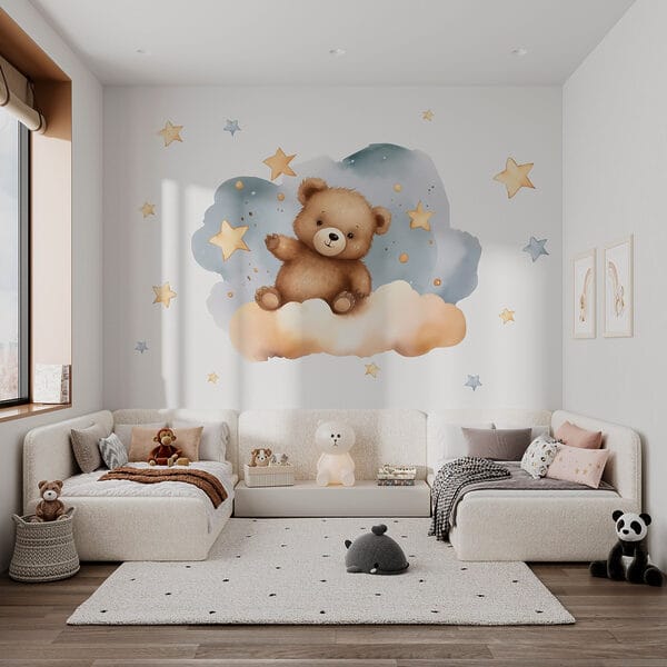 Urso de peluche numa nuvem Urso de peluche numa nuvem