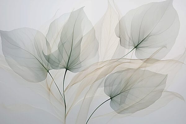 Folhas transparentes sobre um fundo branco Folhas transparentes sobre um fundo branco