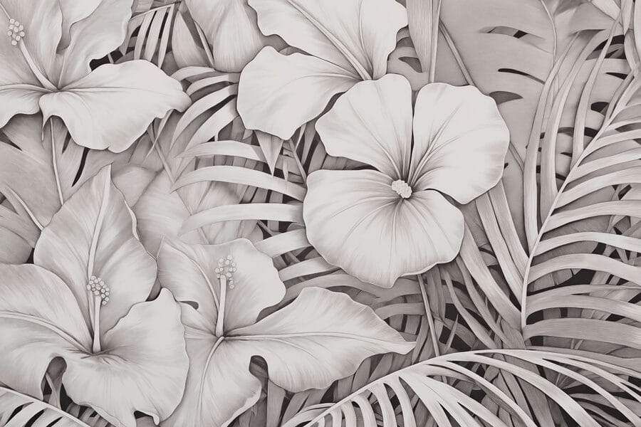 Padrões florais em tons monocromáticos