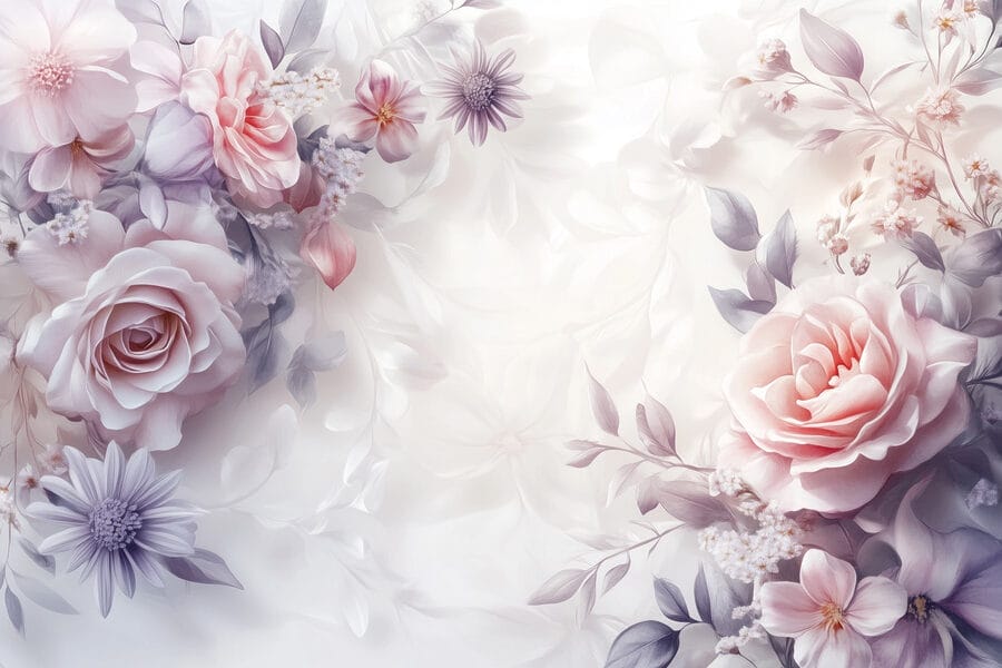 Flores delicadas em tons suaves